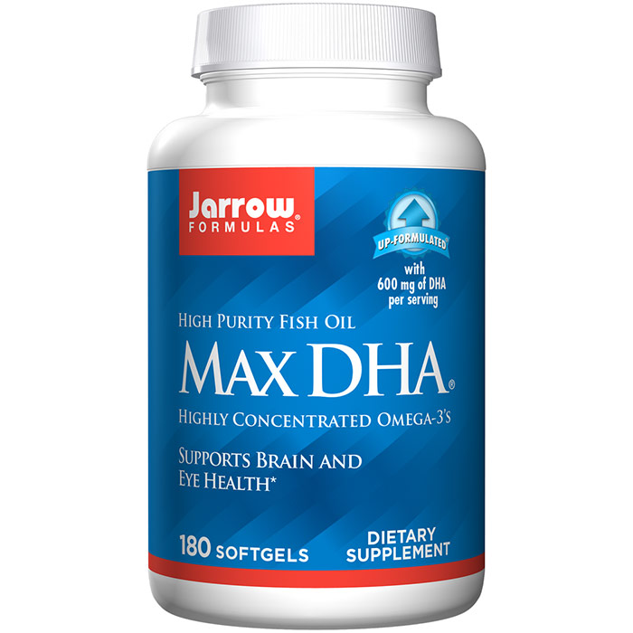 Jarrow Formulas Max DHA, Fish Oil with Gamma Tocopherol 180 softgels, Jarrow Formulas