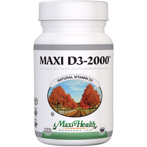 Maxi-Health Research (MaxiHealth) Maxi D3-2000, Vitamin D3 2000 IU, 90 Tablets, Maxi-Health Research (MaxiHealth)
