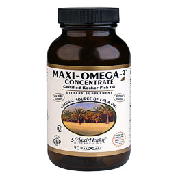 Maxi-Health Research (MaxiHealth) Maxi Omega 3 Concentrate, Kosher Fish Oil, 90 Capsules, Maxi-Health Research (MaxiHealth)