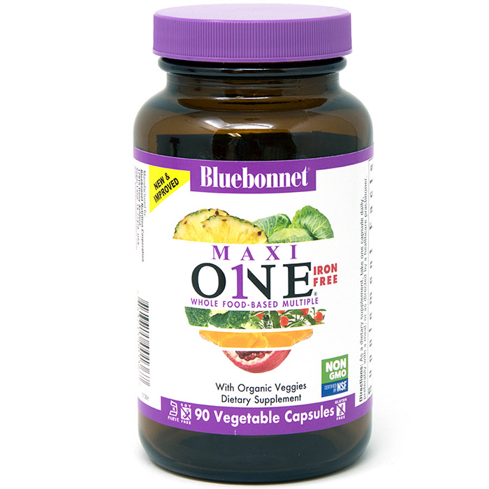 Maxi One Formula, Single Daily Multivitamin & Multimineral, Iron Free, 90 Caplets, Bluebonnet Nutrition