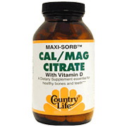 Country Life Maxi-Sorb Cal-Mag Citrate w/Vitamin D 100 Softgel, Country Life