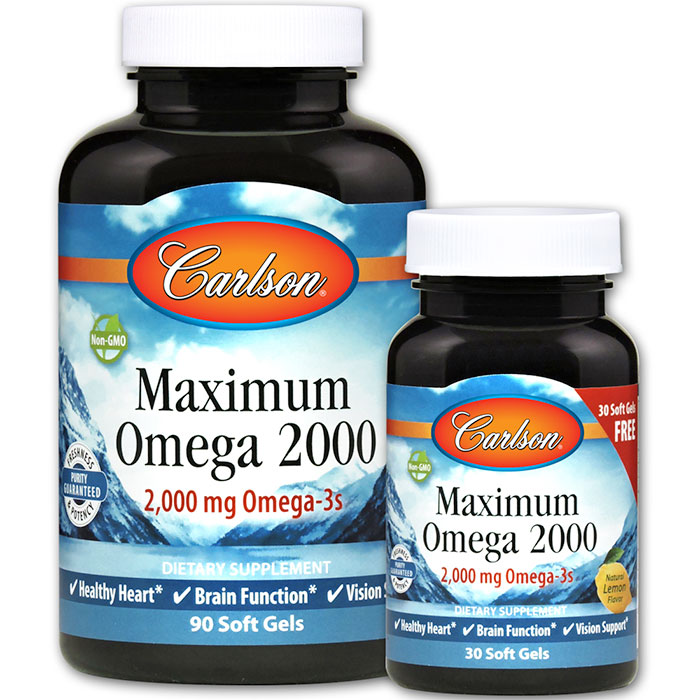 Maximum Omega 2000, 90+30 Soft Gels, Carlson Labs