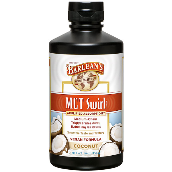 MCT Swirl Liquid, Medium Chain Triglycerides, Coconut, 16 oz, Barleans Organic Oils