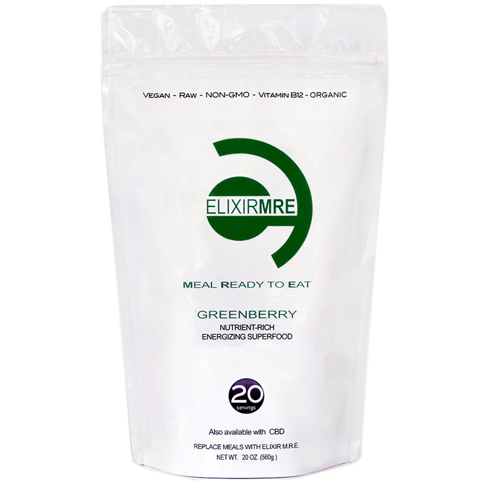Meal Replacement Raw Hemp Protein Greens Superfood, Greenberry, 20 oz (560 g), Elixir MRE
