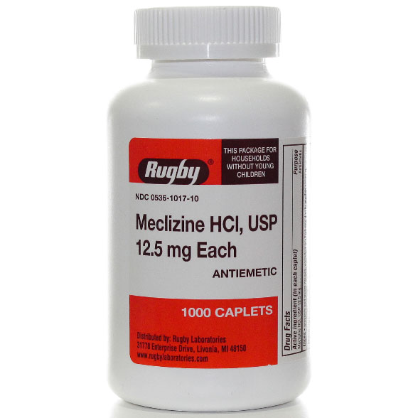 Watson Rugby Labs Meclizine HCI 12.5 mg, 1000 Tablets, Watson Rugby