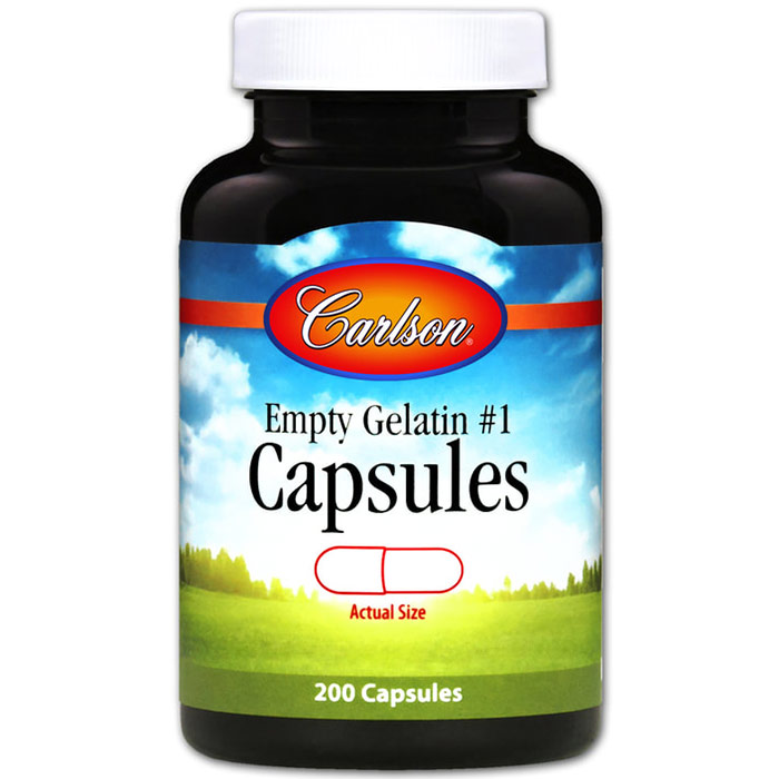 Carlson Laboratories Med-Small #1 Empty Caps, 200 Capsules, Carlson Labs