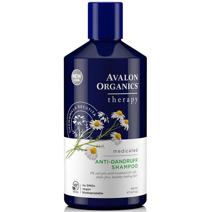 Medicated Anti-Dandruff Shampoo, Itch & Flake Therapy, 14 oz, Avalon Organics