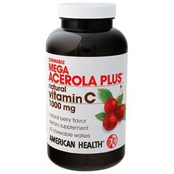 American Health Mega Acerola Plus Natural Vitamin C Chewable 1000mg 60 tabs from American Health