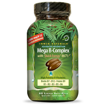 Mega B-Complex with Quick Energy MCTs, 60 Liquid Softgels, Irwin Naturals