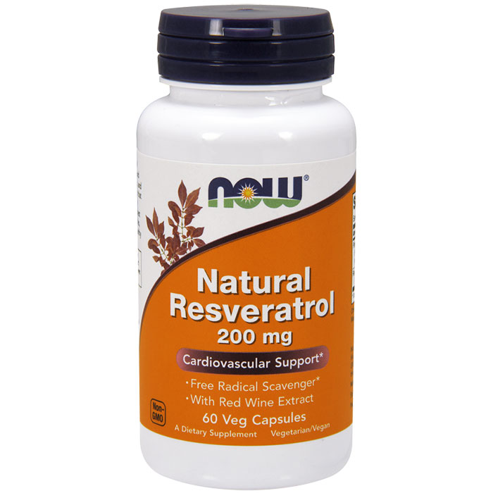 Natural Resveratrol 200 mg, 60 Vegetarian Capsules, NOW Foods