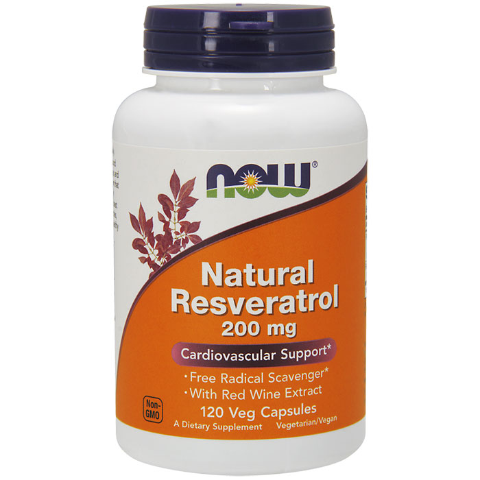 Natural Resveratrol 200 mg, Value Size, 120 Vegetarian Capsules, NOW Foods