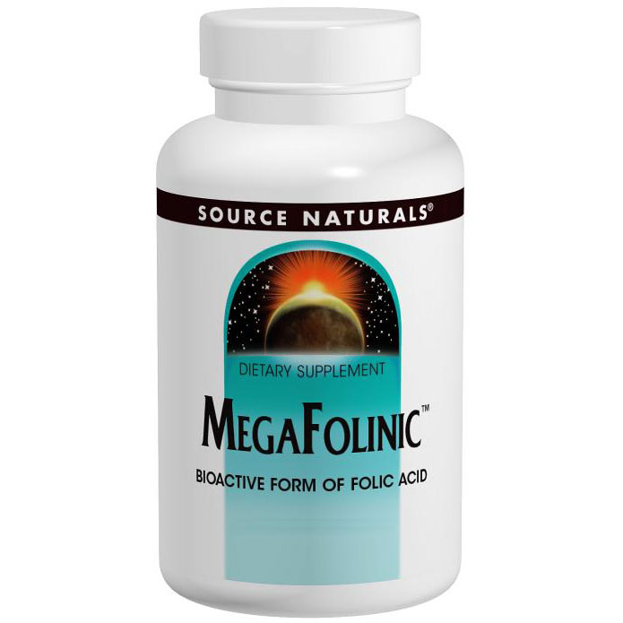 MegaFolinic Folic Acid 800 mcg, Value Size, 240 Tablets, Source Naturals