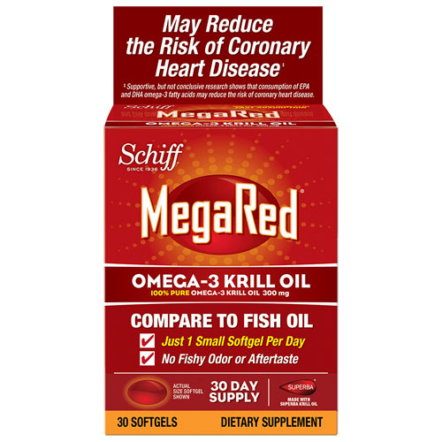 MegaRed 300 mg Omega-3 Krill Oil (Mega Red), 30 Softgels, Schiff