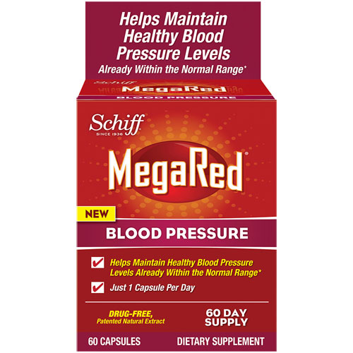 Schiff MegaRed Blood Pressure, Olive Leaf Extract (Mega Red), 60 Capsules, Schiff