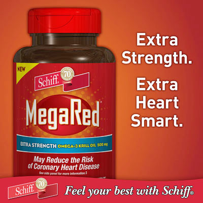 Schiff MegaRed Extra Strength Omega-3 Krill Oil 500 mg, 80 Softgels, Schiff