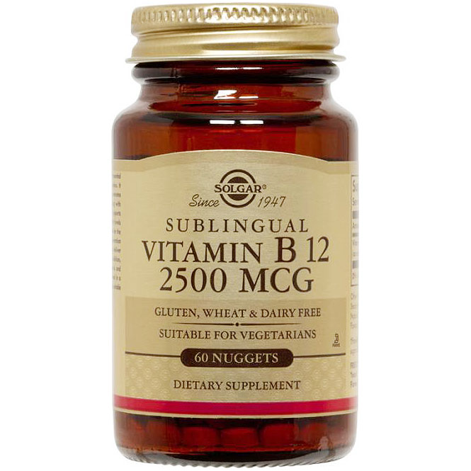 Sublingual Vitamin B12 2500 mcg, 60 Nuggets, Solgar