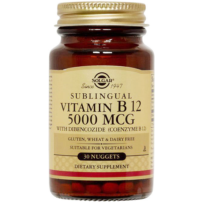 Sublingual Vitamin B12 5000 mcg, 30 Nuggets, Solgar