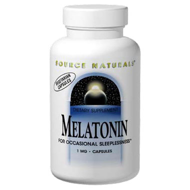 Source Naturals Melatonin 1 mg Veg Caps, 100 Vegetarian Capsules, Source Naturals