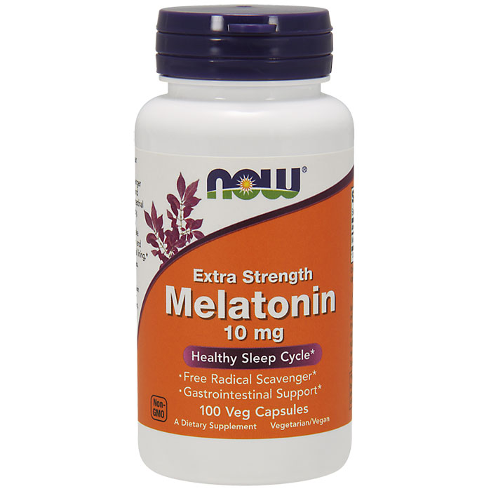 Melatonin 10 mg Extra Strength, 100 Veg Capsules, NOW Foods