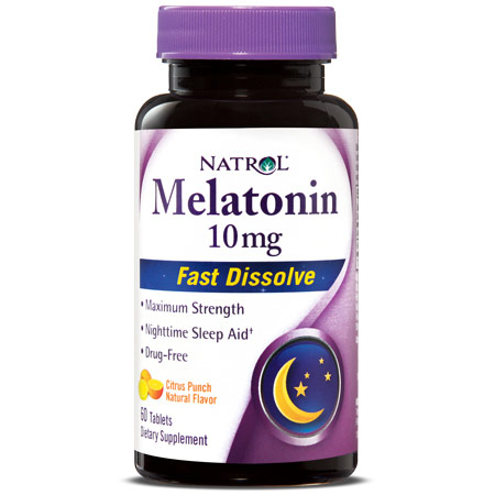 Melatonin 10 mg Fast Dissolve, Citrus Punch Flavor, 60 Tablets, Natrol