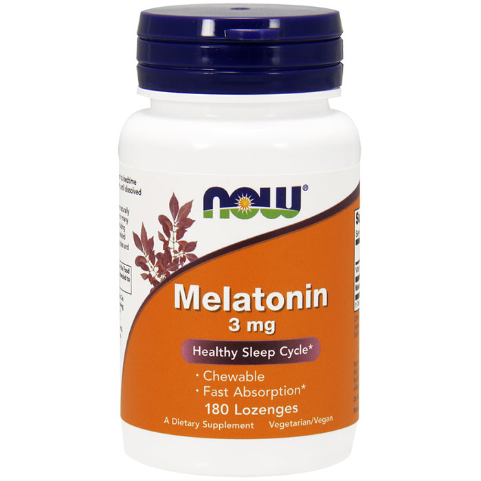 Melatonin 3 mg Chewable, Value Size, 180 Lozenges, NOW Foods