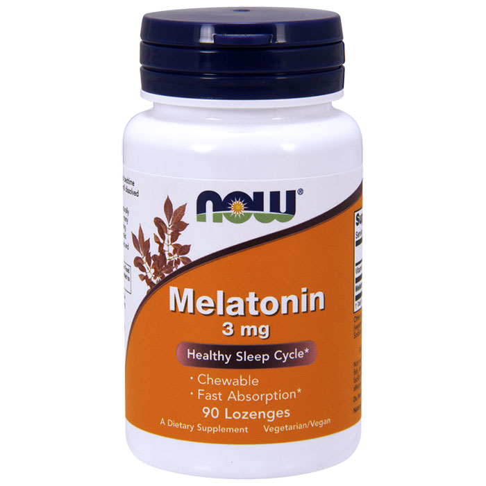 Melatonin 3 mg Chewable, 90 Lozenges, NOW Foods