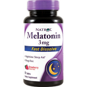 Melatonin 3 mg Fast Dissolve, Strawberry, 90 Tablets, Natrol