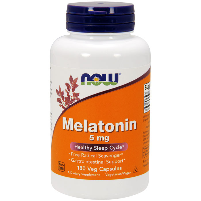 Melatonin 5 mg, Value Size, 180 Vegetarian Capsules, NOW Foods