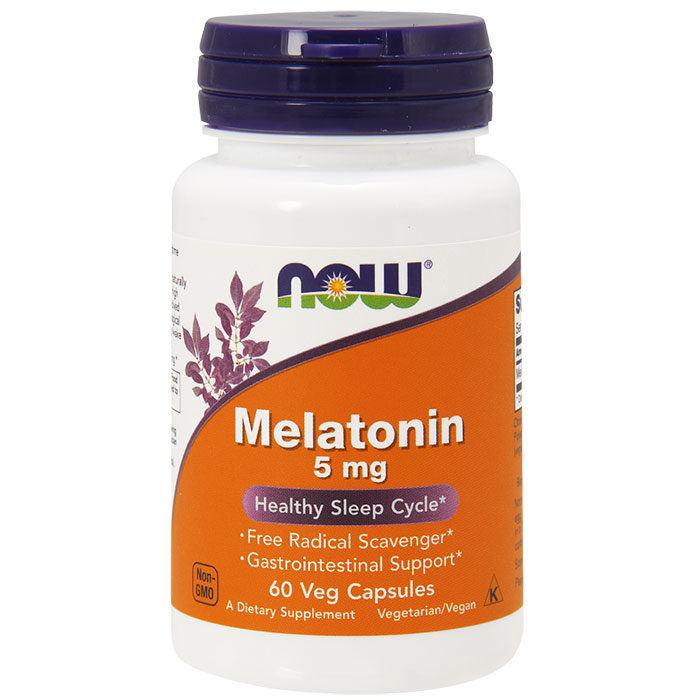 NOW Foods Melatonin 5 mg, 60 Vcaps, NOW Foods