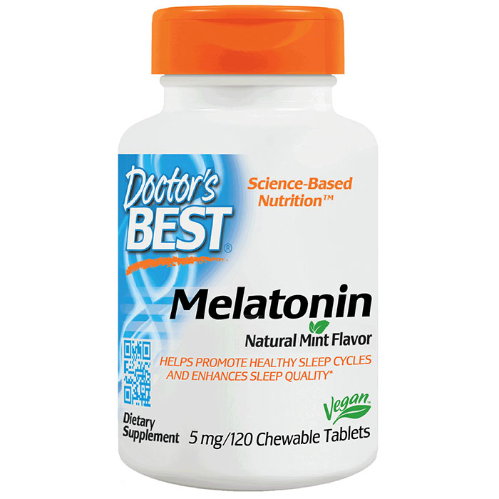 Melatonin 5 mg Chewable, Natural Mint Flavor, 120 Tablets, Doctors Best