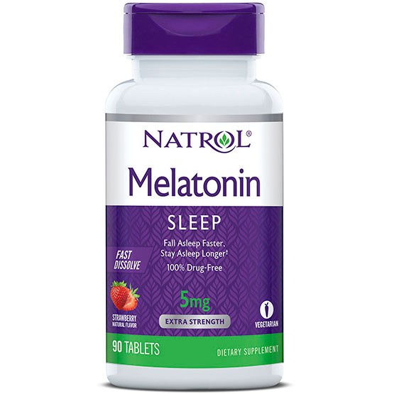 Melatonin 5 mg Fast Dissolve - Strawberry, 150 Tablets, Natrol