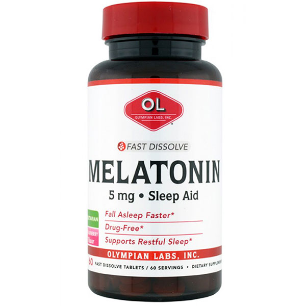 Melatonin 5 mg Fast Dissolve - Strawberry Flavor, 60 Tablets, Olympian Labs