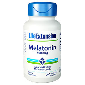 Melatonin 500 mcg, 200 Vegetarian Capsules, Life Extension