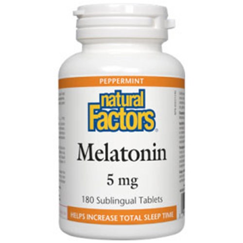 Melatonin 5 mg - Peppermint, 180 Sublingual Tablets, Natural Factors