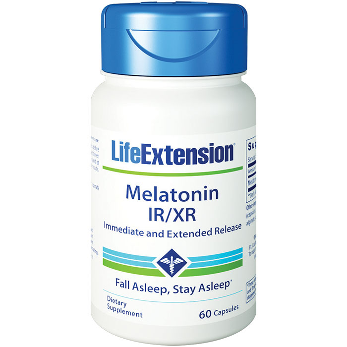 Melatonin IR/XR 1.5 mg, All-Night Support, 60 Capsules, Life Extension