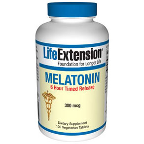 Melatonin 6 Hour Timed Release, 300 mcg, 100 Vegetarian Tablets, Life Extension