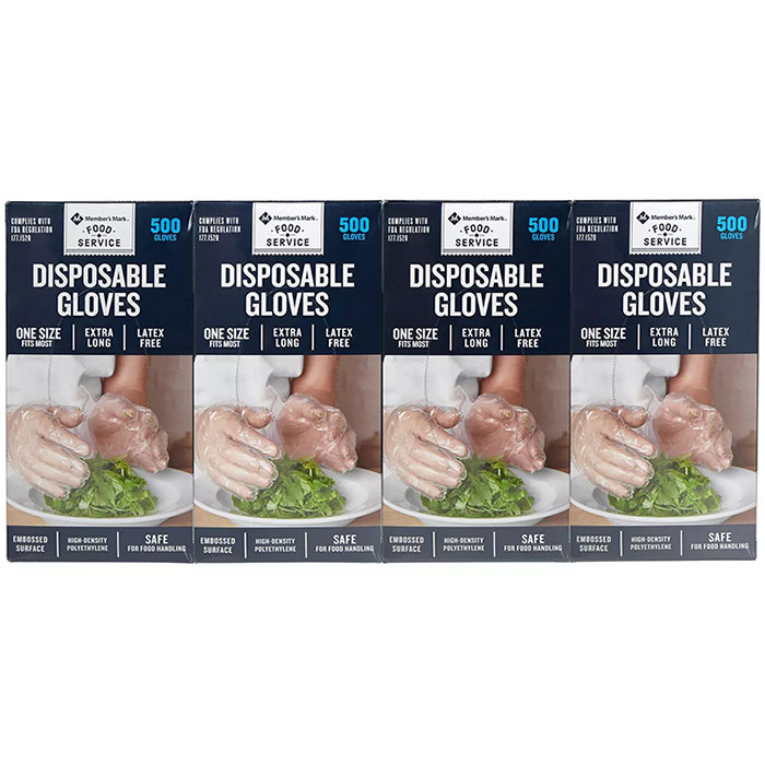 Members Mark Plastic Disposable Gloves, 2,000 ct