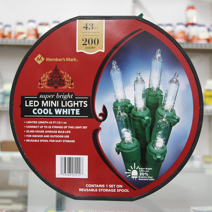 Members Mark Super Bright LED Mini Lights, Cool White, 200 Count