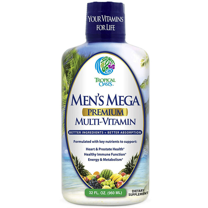 Mens Mega Multi-Vitamin Liquid, 32 oz, Tropical Oasis