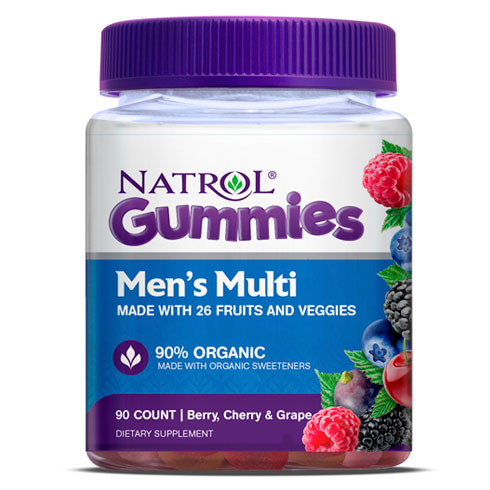 Mens Multi Gummies, Chewable Multi-Vitamins & Minerals, 90 Gummies, Natrol