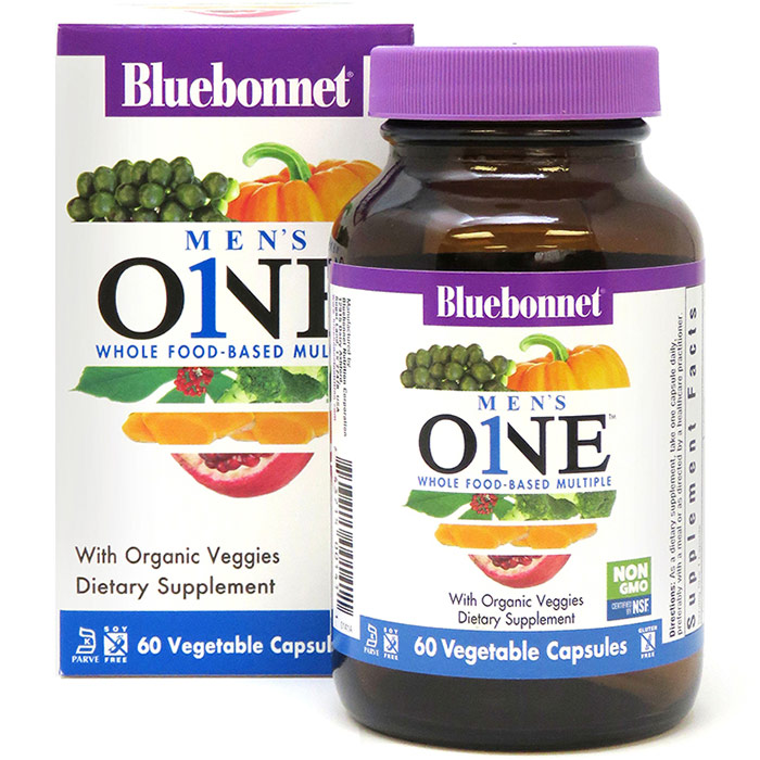 Mens One Whole Food Based Multiple, 60 Vegetable Capsules, Bluebonnet Nutrition