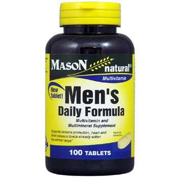 Mens Daily Formula, Mutivitamin & Multimineral Supplement, 100 Tablets, Mason Natural
