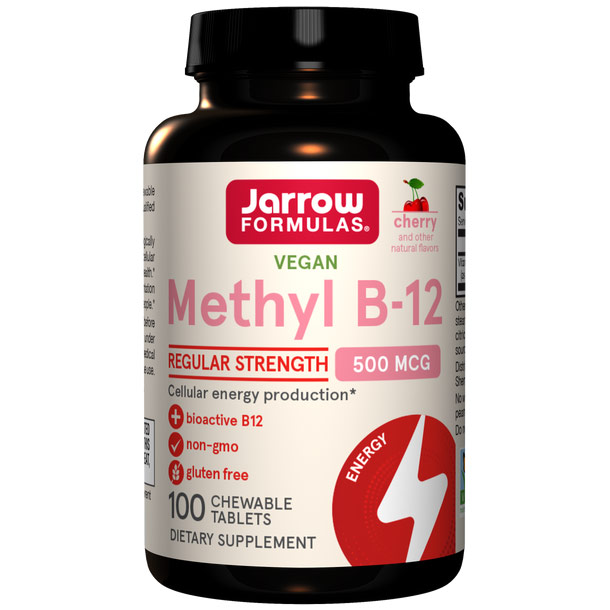 Methyl B-12, Methylcobalamin 500 mcg - Cherry, 100 Vegetarian Lozenges, Jarrow Formulas