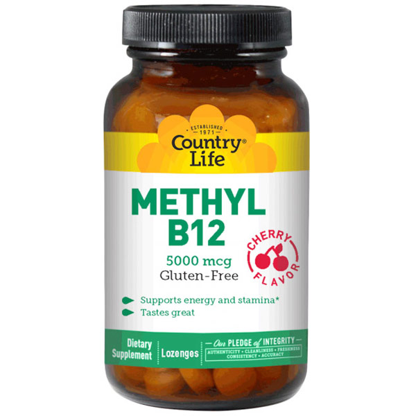 Methyl B12 5000 mcg, Cherry Flavor, 60 Lozenges, Country Life