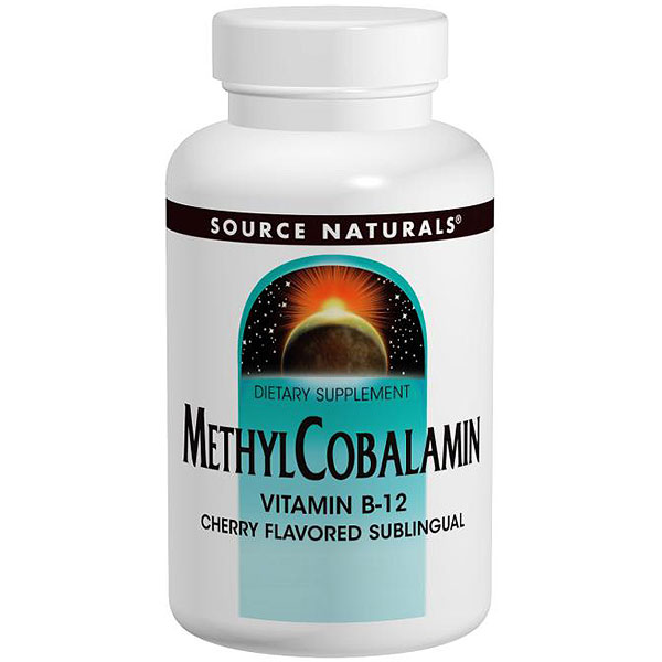 MethylCobalamin 1 mg Cherry Sublingual Vitamin B-12, Value Size, 240 Tablets, Source Naturals