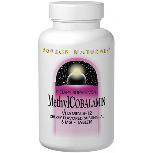 Methylcobalamin 5 mg Sublingual Cherry, 120 Tablets, Source Naturals