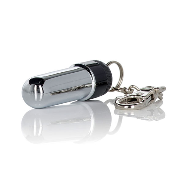 Micro Vibro Keychain - Silver, Handy Wireless Bullet Vibrator, California Exotic Novelties
