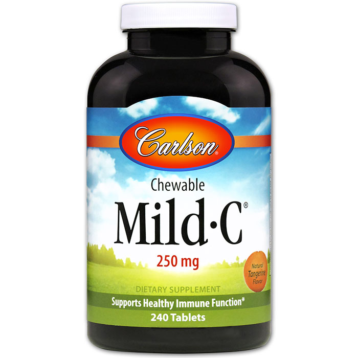 Carlson Laboratories Mild-C Chewable, Vitamin C 250 mg, 240 chewable tablets, Carlson Labs