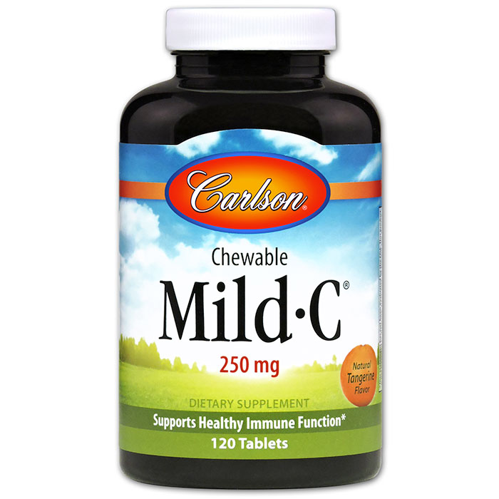Mild-C Chewable, Vitamin C 250 mg, 120 chewable tablets, Carlson Labs