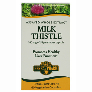 Herb Pharm Milk Thistle 140 mg, 60 Vegetarian Capsules, Herb Pharm